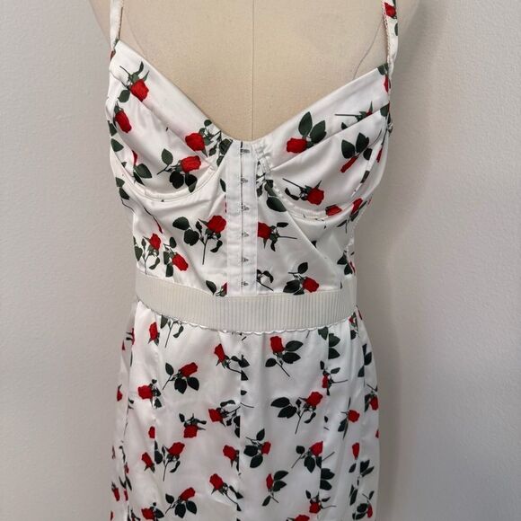 [For Love And Lemons] White Rose Floral Mini Dress - Size L/XL - Picture 2 of 6